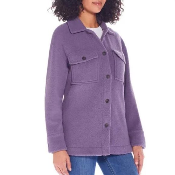 NWOT Weatherproof Vintage Fuzzy Fleece Shacket, Jacket, Purple, Size XXL - Picture 4 of 11